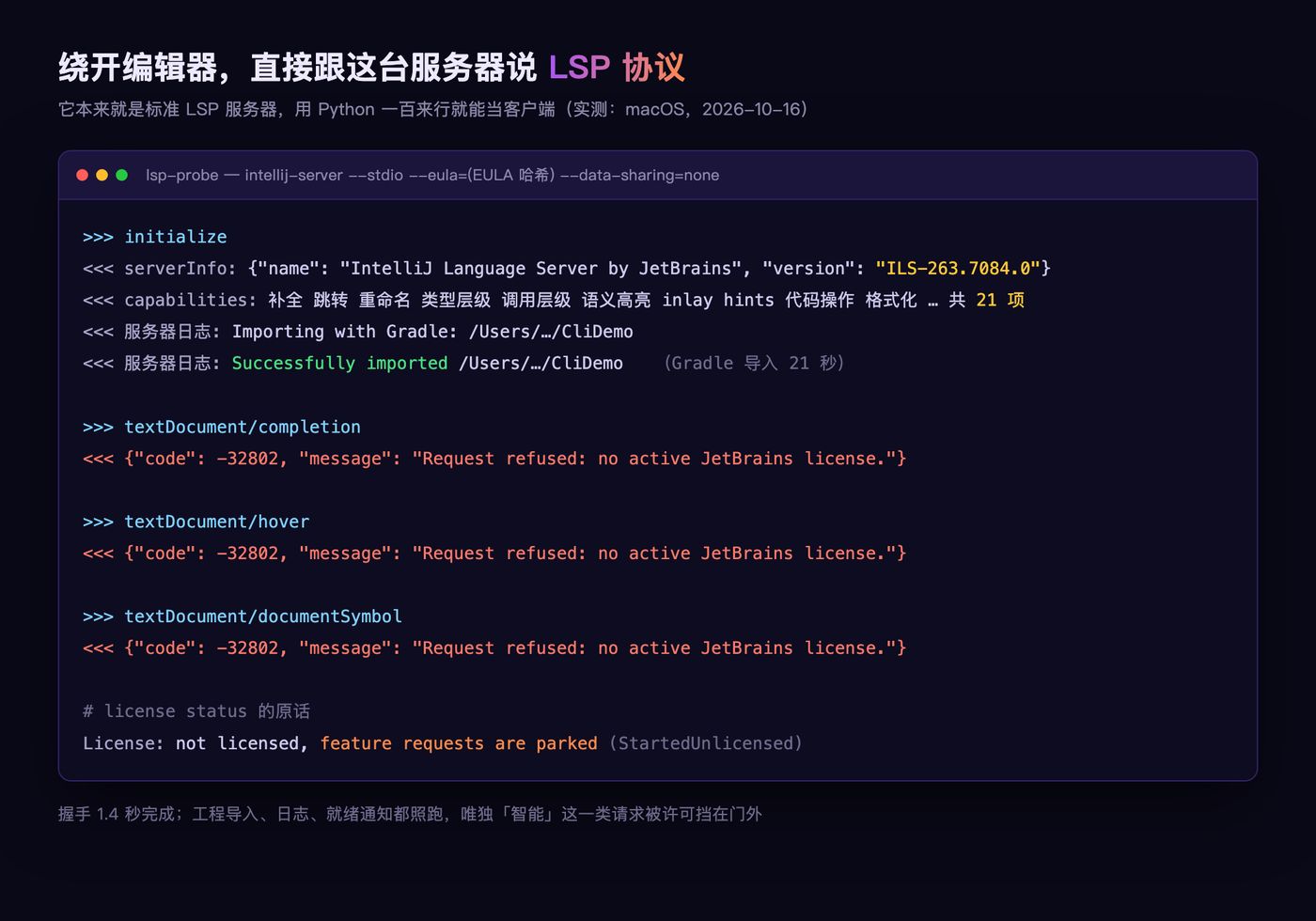 直接跟语言服务器对话的实测输出