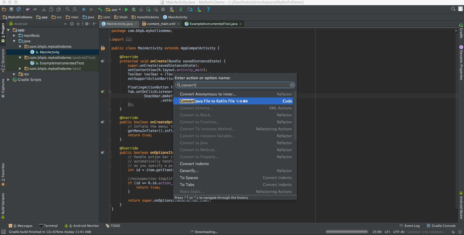 Convert Java File to Kotlin File